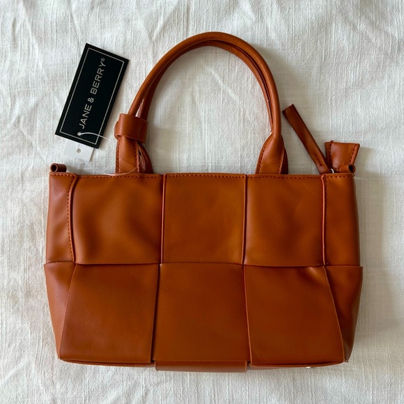Cognac Basket Weave Handbag/Crossbody - Picture 1 of 3